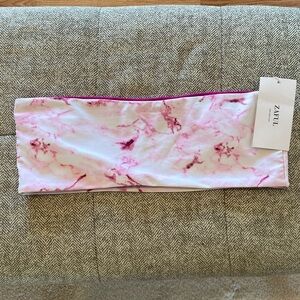 ZAFUL pink marble strapless bikini top